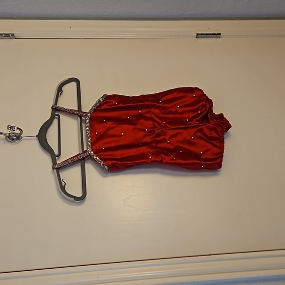 VTG 1960s HANDMADE Red Satin Rhinestone Faux Fur Valentine's Portrait Outfit - Picture 3 of 14